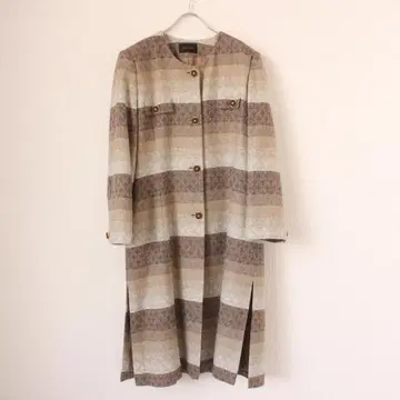 REGINA 캐시미어 100% 노카라 롱 코트 F 사이즈 보더