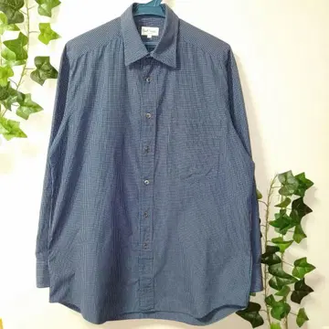 Paul Smith 긴팔 체크 셔츠 네이비 화이트 M