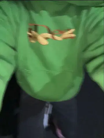 idea 그린 자수 로고 후드티