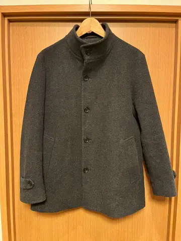 유나이티드 애로우즈 스탠드 코트 차콜 그레이 울 혼방