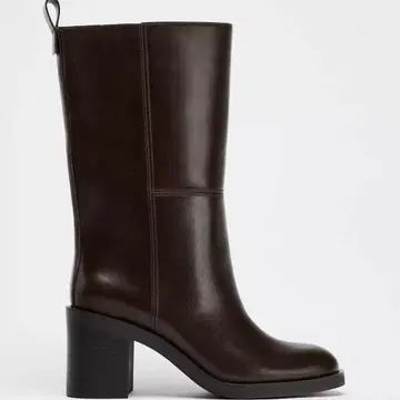 미사용품 ZARA 천연 가죽 부츠 초콜릿 브라운