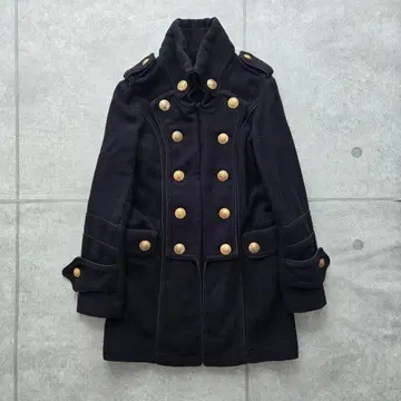 빈티지 나폴레옹 코트 골드 버튼 블랙 울