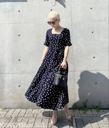 JENNE 랜덤 도트 플레어 원피스 S