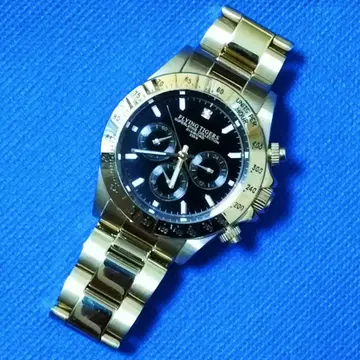 FLYING TIGERS 크로노그래프 손목시계 골드 새 배터리