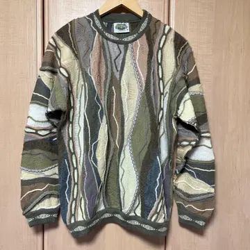 90s 빈티지 3D 울 니트 멀티 컬러 호주산 M