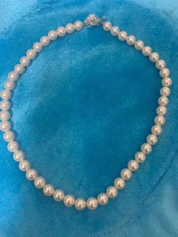 펄 화이트 진주 목걸이 실버 클로징