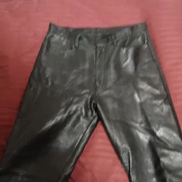 블랙 가죽 스트레이트 레그 팬츠