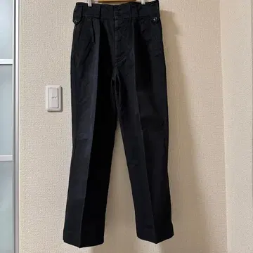 MHL. 투 턱 코튼 와이드 트라우저 팬츠 블랙