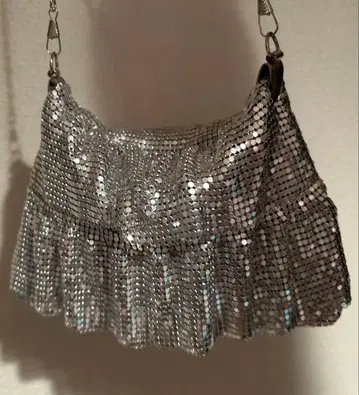 [미사용 새상품] 실버 멋진 파티 숄더백! [쇼와] [헤이세이 레트로]