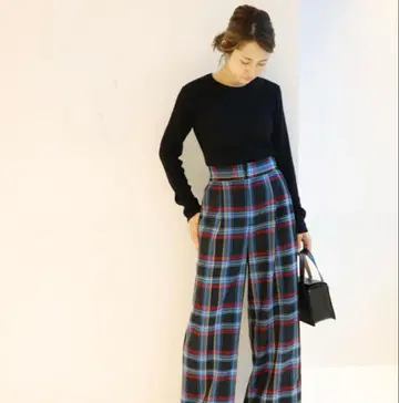 FRAMeWORK 헤리티지 체크 와이드 팬츠 M