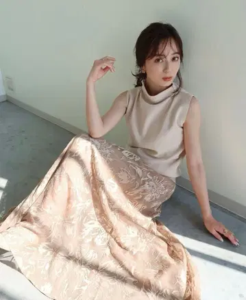 anuans 플레어 펄 스커트 니트 세트