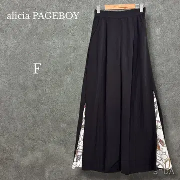 알리시아 페이지 보이 [ F ] 밑단 레이어드 와이드 팬츠 허리밴딩 블랙