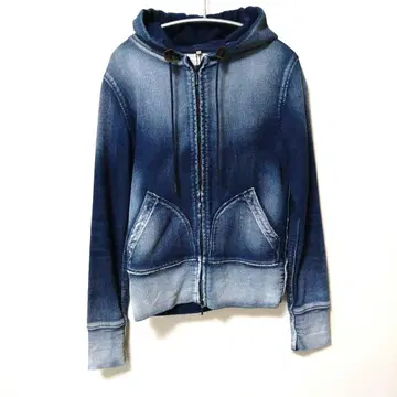 데님 후드 부착 집업 후드티