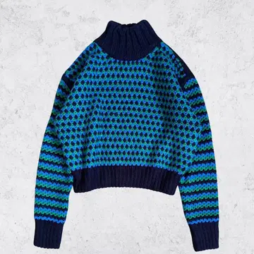 굵은 니트 레트로 귀여움 루즈핏 스웨터 크롭 기장 리브 포함