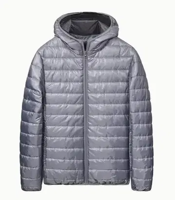 핏감 좋은 남성용 후드 부착 다운 자켓 그레이 M 사이즈