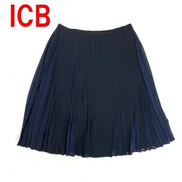 A6636 아이씨비 미디 스커트 플레어 플리츠 안감 있음 네이비 블랙 2