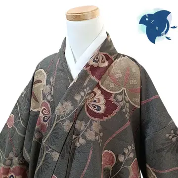 C21 치도리야 기모노 코몬 워셔블 기모노 화학 섬유 꽃 그린