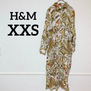 1점 H&M [XXS] 보태니컬 무늬 롱 셔츠 원피스 원피스