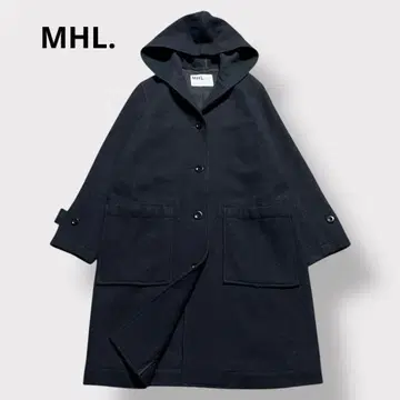 MHL. 울 후디드 코트 롱 네이비 MHL