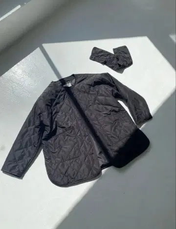 블랙 퀼팅 자켓 옷깃 탈부착 가능