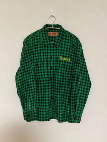 Tenderloin 그린 블랙 체크 플란넬 셔츠