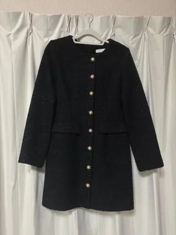 펄 버튼 트위드 원피스