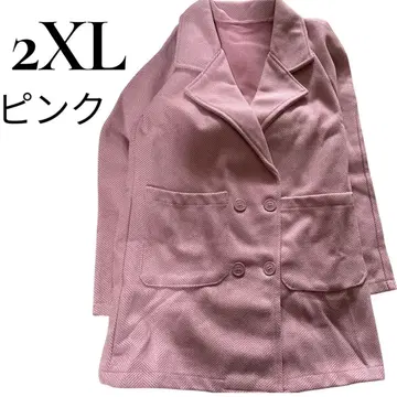 현품 한정 2XL 헤링본 핑크 자켓 여성용 포켓 부착