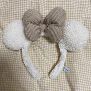 미니 머리띠 디즈니 리본 베이지