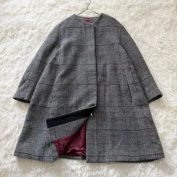 새상품급 DESPRES 투모로우랜드 노카라 코트 체크 그레이