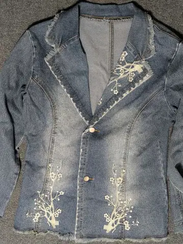 플라워 자수 데님 자켓
