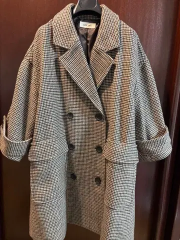 SLOBE citron 체크 무늬 더블 브레스트 코트