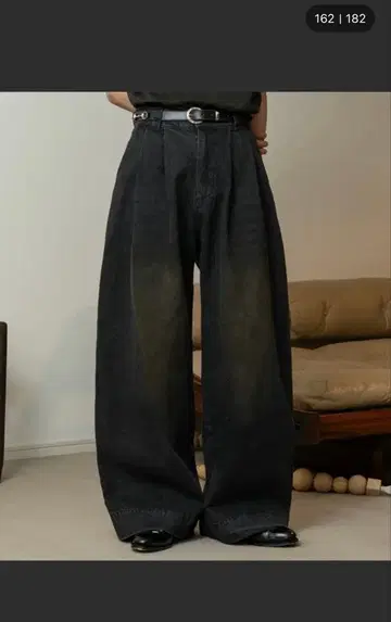 SOERTE 와이드 배기 빈티지 라이크 데님 팬츠 사이즈 1