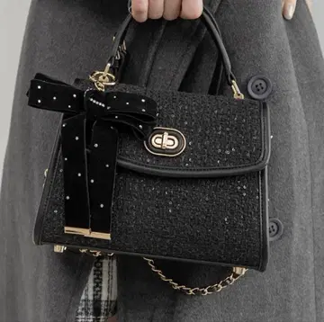 randa 2WAY 리본 참 핸드백 홀리데이 컬렉션 블랙