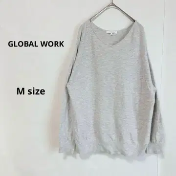 GLOBAL WORK 깔끔 V넥 풀오버 그레이 M 루즈핏