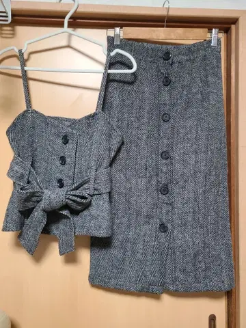 글렌체크 뷔스티에 x 스커트 셋업