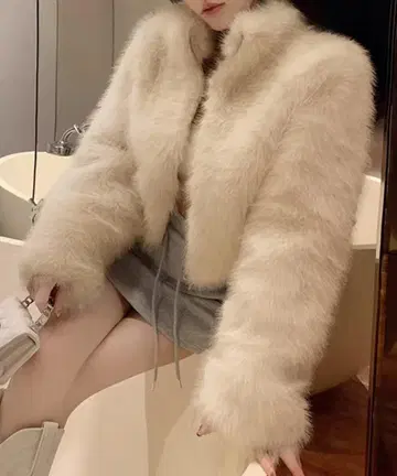 퍼 숏 자켓 베이지