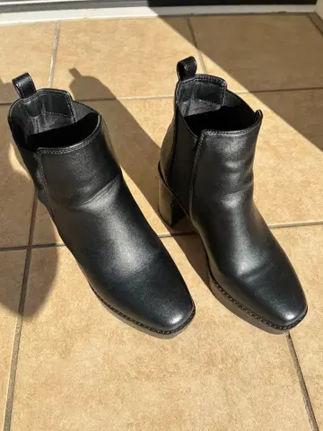 사이드 고어 부츠 블랙 합성 피혁 높은 힐