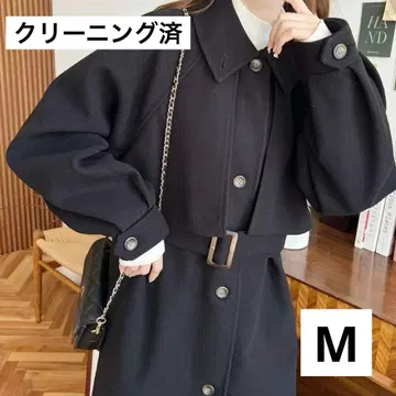 니트 멜톤 2WAY 어레인지 칼라 롱 코트 M