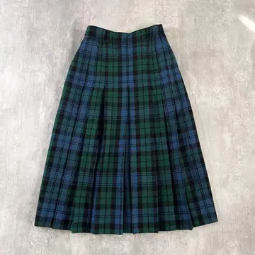 A817 [새상품급] 울 플리츠 롱 스커트 타탄 체크 독일제