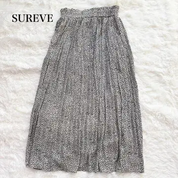 고품질 슈레브 롱 플리츠 스커트 레오파드 무늬 허리밴딩 캐주얼