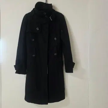 블랙 더블 브레스트 롱 코트