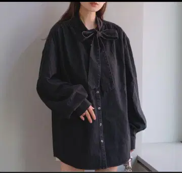 [ 2WAY/탈부착 가능 ] 데님 보타이 블라우스