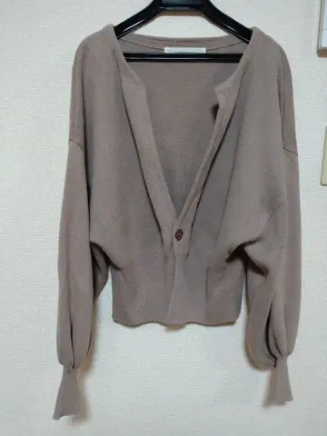 러그나무 문 니트 가디건 벌룬 소매