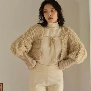 eaphi rope knit cardigan beige