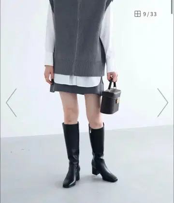 evol 스퀘어 6.5cm 힐 롱 부츠