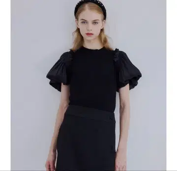 퍼프 슬리브 니트 탑