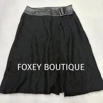 A라인 스커트 모헤어 혼방 스커트 가죽 절개 비침 있음 블랙