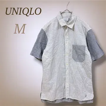 유니클로 JW 앤더슨 반팔 셔츠 스트라이프 디자인 자수