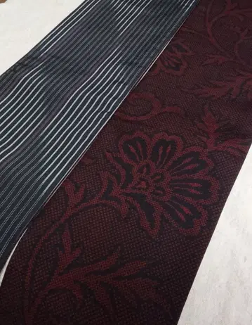 No.1765 오시마 명주 순수 실크 반폭 오비 헤코 오비 핸드메이드