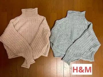 [ 묶음 판매 ] H&M 터틀넥 니트 XS 핑크 그레이